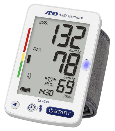 Tensiometre de incheietura - Tensiometru electronic de incheietura A&D MEDICAL UB-543, validat clinic, cu senzor de pozitionare corecta