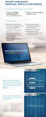 Electrocardiograf portabil (ECG / EKG) si tensiometru de brat Veroval, validat clinic, transfer date, 2 utilizatori, 3 ani garantie + Glucometru Fora GD50 [6]