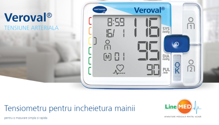 Tensiometre de incheietura - Veroval - Tensiometru de incheietura, validat clinic, 5 ani garantie, cablu USB pentru transfer date