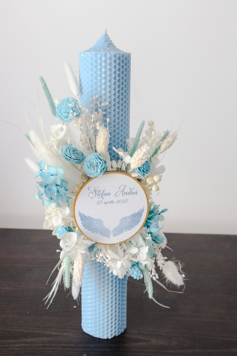 Aripi de Înger – Set Botez Personalizat Băiețel trusou si lumanare [3]