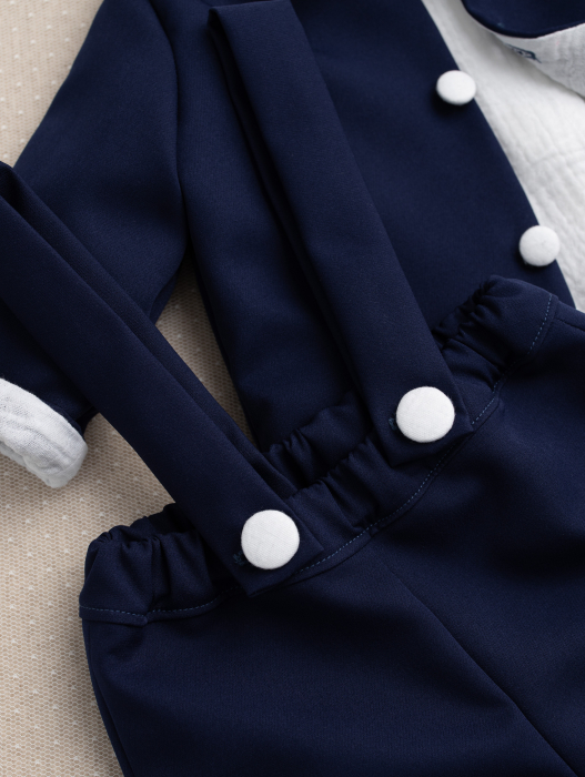 Costum Alexandru 2 piese : pantalon cu bretele si camasuta tip body [4]