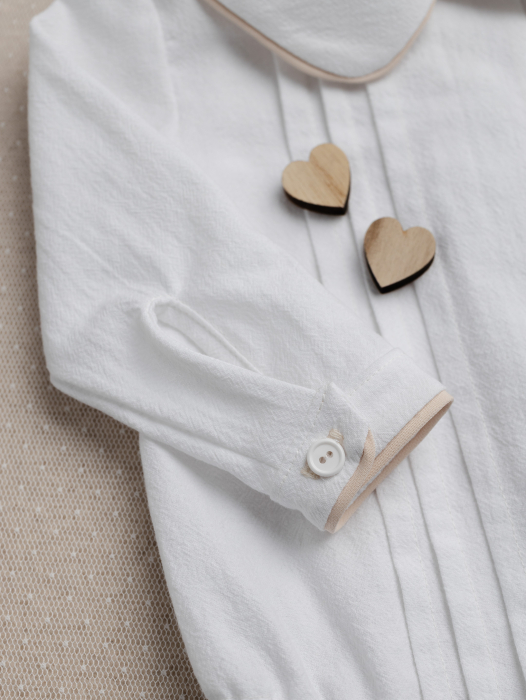 Costum botez băieți Matei”– set elegant crem cu bretele - 2 piese [6]