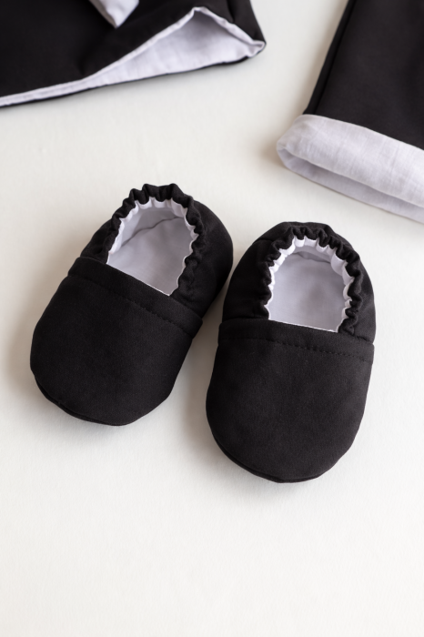 Costum Botez Băieți Matteo Black – Pantaloni cu Bretele & Body Muselină Premium [2]