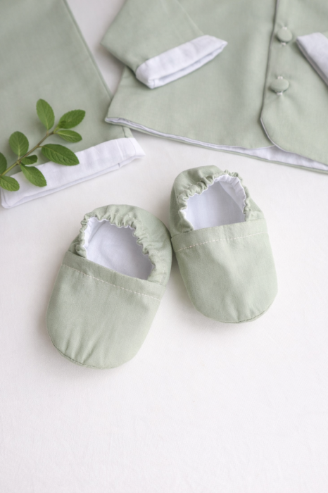 Costum Botez Băieți Mint – Poplin din Bumbac Premium (3 Piese) [2]