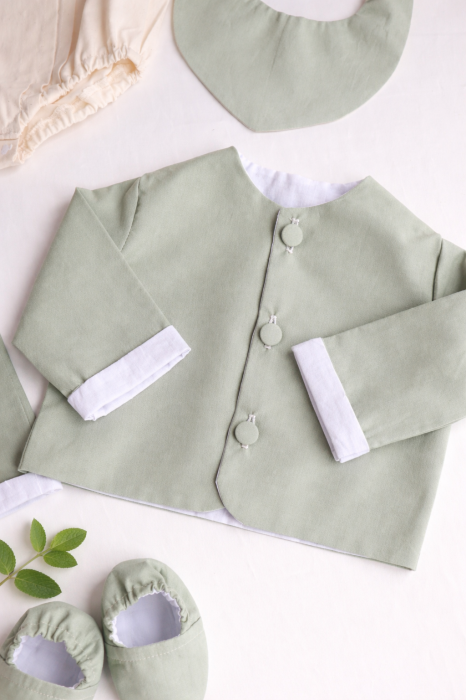 Costum Botez Băieți Mint – Poplin din Bumbac Premium (3 Piese) [3]