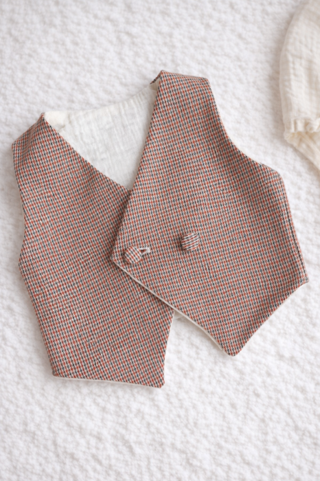 Costum Botez Sebastian Grenat premium din stofă și muselină Oeko-Tex [2]