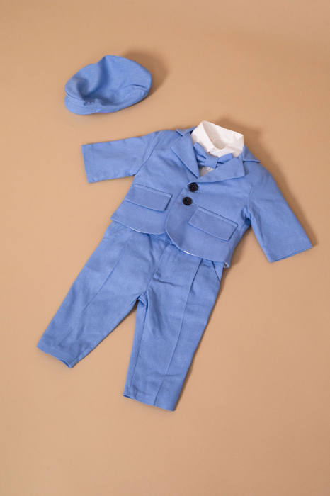 Costumas baietel botez 6 piese bleu- Little Claire [4]