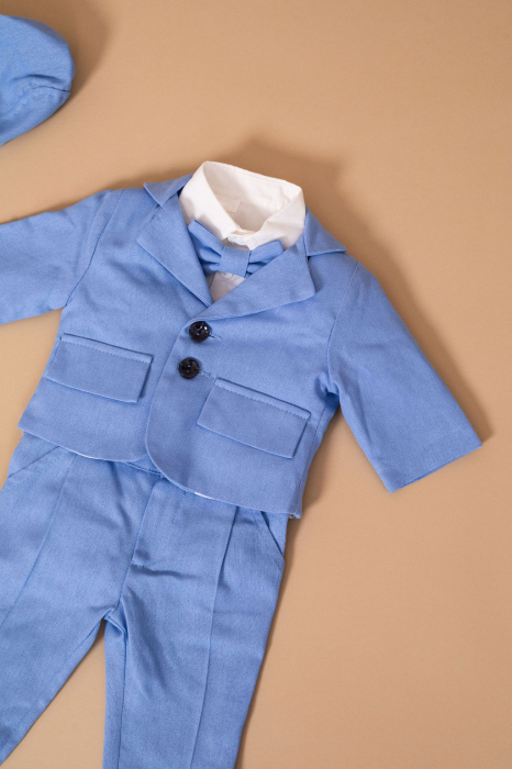Costumas baietel botez 6 piese bleu- Little Claire [5]