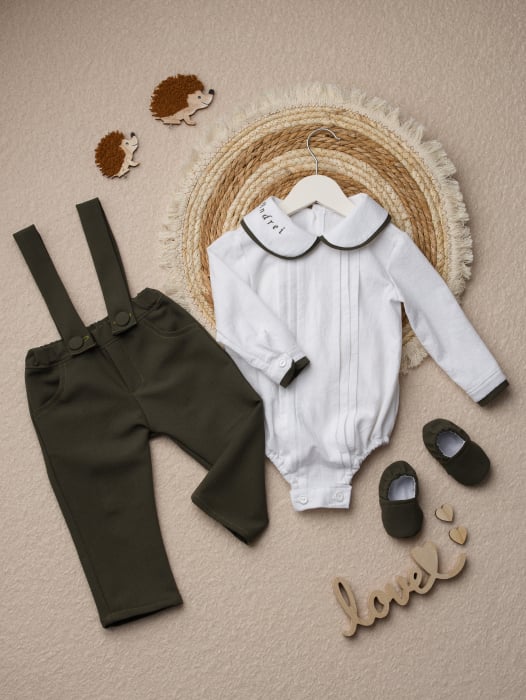 Costumas botez baietel Liam- verde kaki [10]