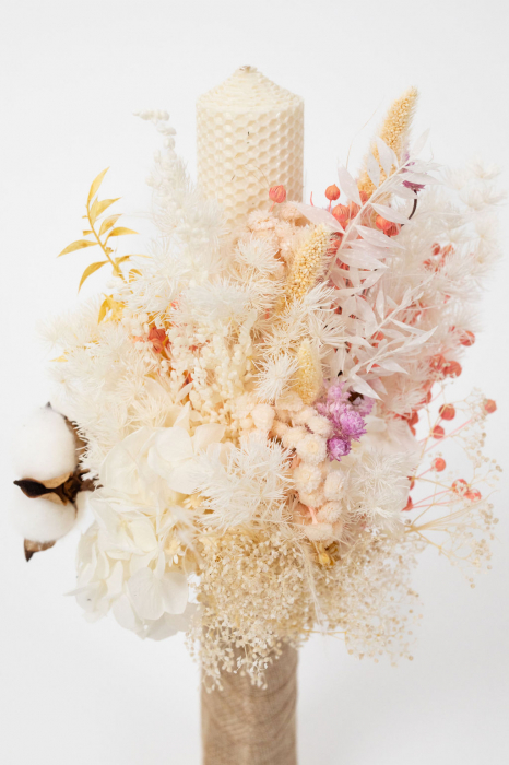 Lumanare botez flori uscate Cold Pastel by LittleClaire [2]