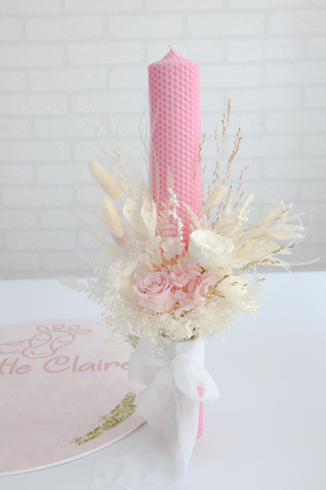 Lumanare botez fetita roz- Pink Pastel [2]