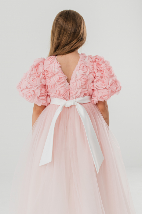 Rochie Prințesă Roz Pudrat cu Flori 3D [7]