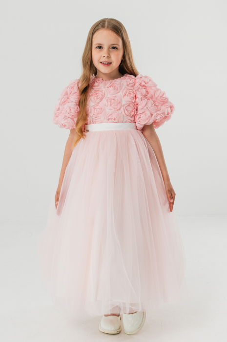 Rochie Prințesă Roz Pudrat cu Flori 3D [10]