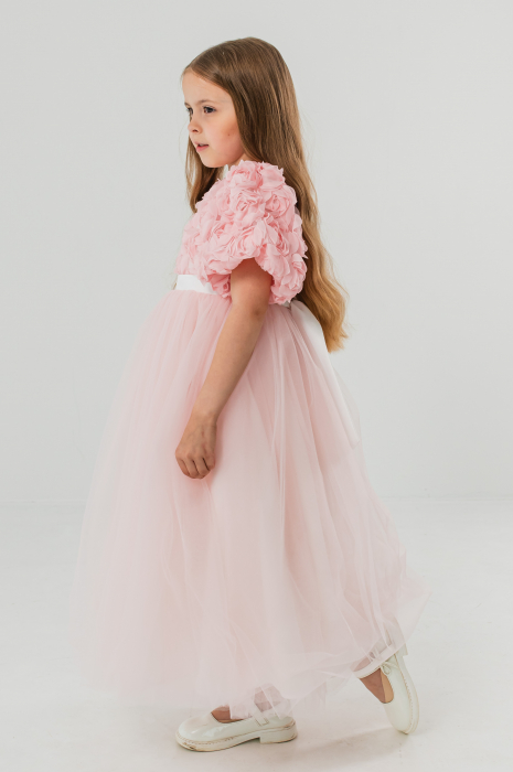 Rochie Prințesă Roz Pudrat cu Flori 3D [3]