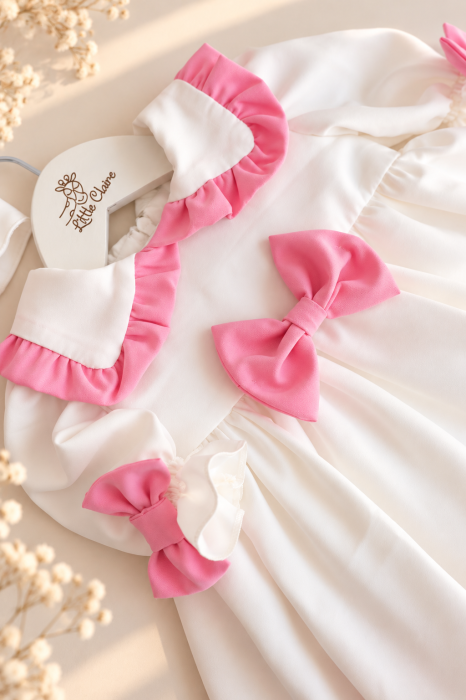 Rochita botez Barbie cu fundite roz [2]