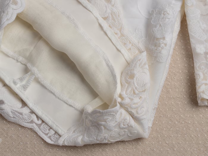 Rochiță botez Isadora– dantelă fină, barbie și bumbac [4]