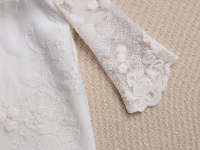 Rochiță botez Isadora– dantelă fină, barbie și bumbac [9]