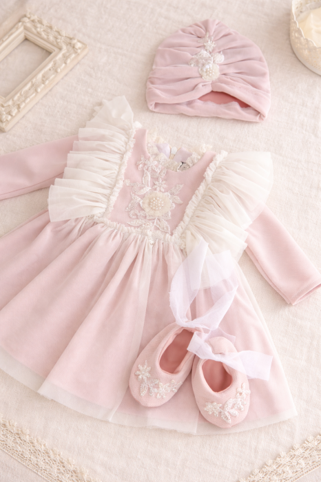 Rochita botez fetita roz pudra Elowen [3]