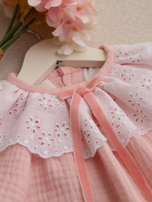 Rochita botez  Rosalie-din muselină, cu dantelă din bumbac și căptușeală din bumbac [9]
