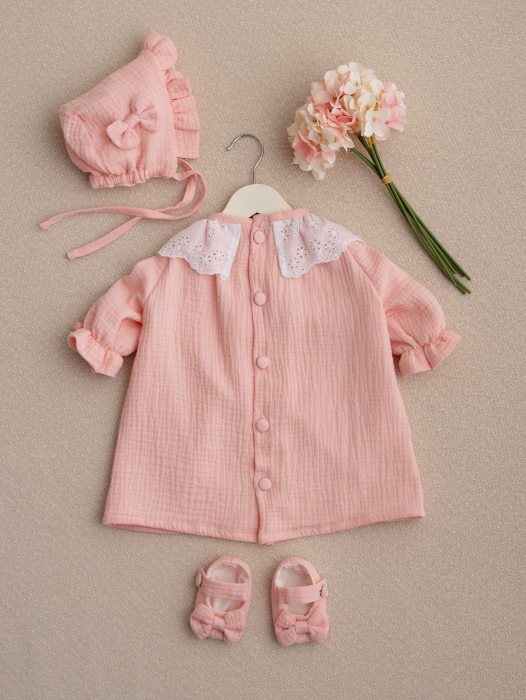 Rochita botez  Rosalie-din muselină, cu dantelă din bumbac și căptușeală din bumbac [8]