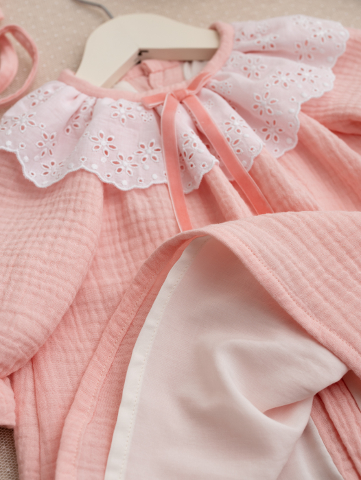 Rochita botez  Rosalie-din muselină, cu dantelă din bumbac și căptușeală din bumbac [3]