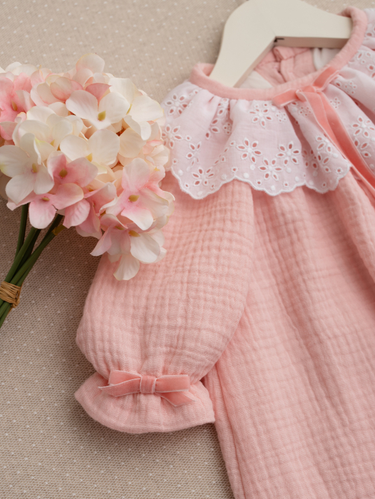 Rochita botez  Rosalie-din muselină, cu dantelă din bumbac și căptușeală din bumbac [11]