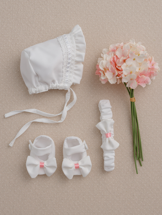 Rochiță de botez Bianca-  ivory in crep cu guler personalizabil [5]