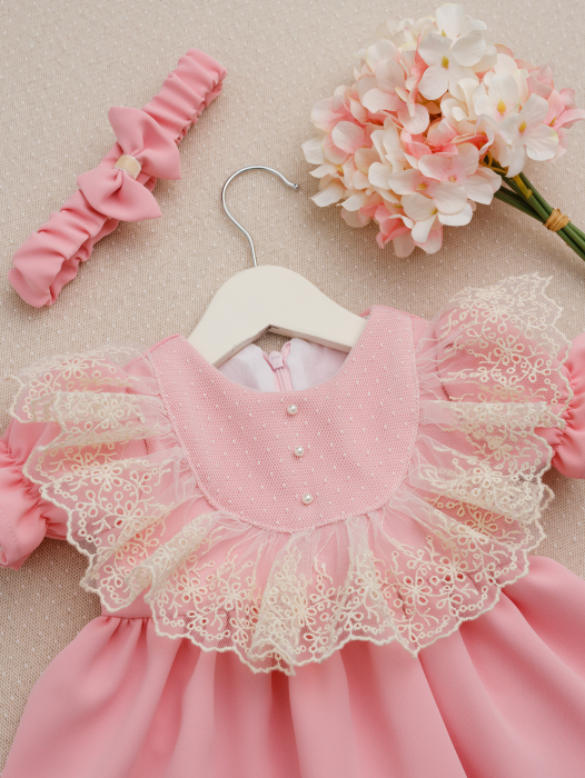Rochiță Botez Louise Roz Pudrat | Rochiță Elegantă Fetiță | Little Claire [4]