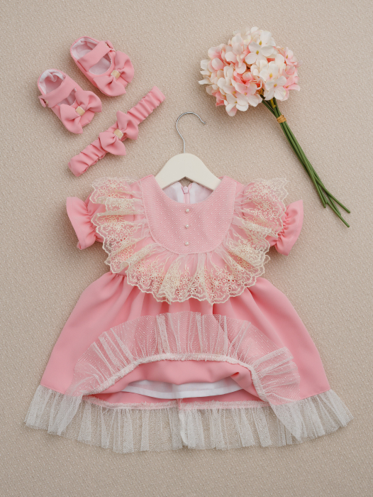 Rochiță Botez Louise Roz Pudrat | Rochiță Elegantă Fetiță | Little Claire [5]