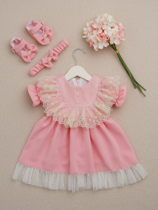 Rochiță Botez Louise Roz Pudrat | Rochiță Elegantă Fetiță | Little Claire [2]