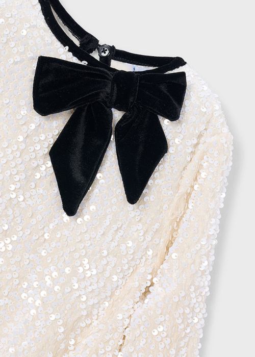 Rochita eleganta catifea cu paiete ivory cu negru Mayoral [2]