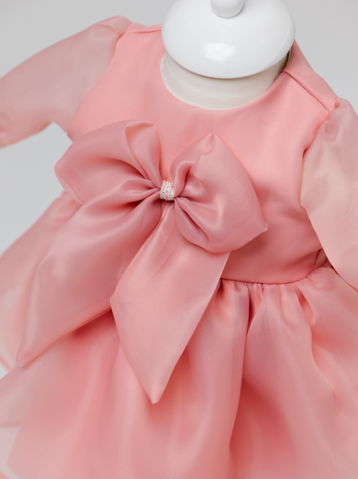 Rochita Eleganta fetite Ayla -organza premium cu fundita personalizabila [3]