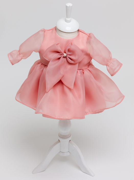 Rochita Eleganta fetite Ayla -organza premium cu fundita personalizabila [4]