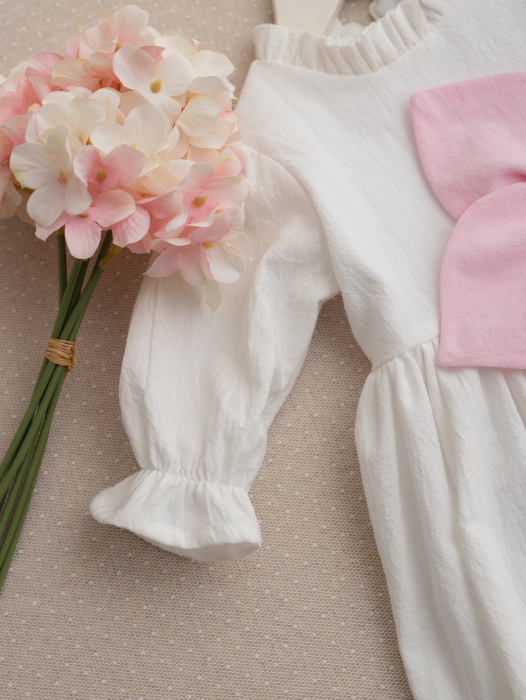 Rochita Elodie botez bumbac prespalat moale, captusita, eleganta pentru botez si ocazii speciale [6]