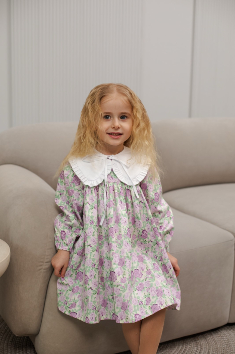 Rochita Mona flori de lavanda cu guleras detasabil [2]