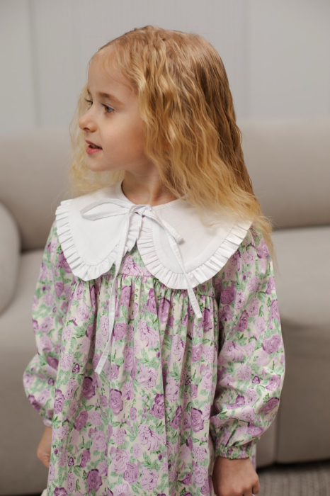 Rochita Mona flori de lavanda cu guleras detasabil [3]