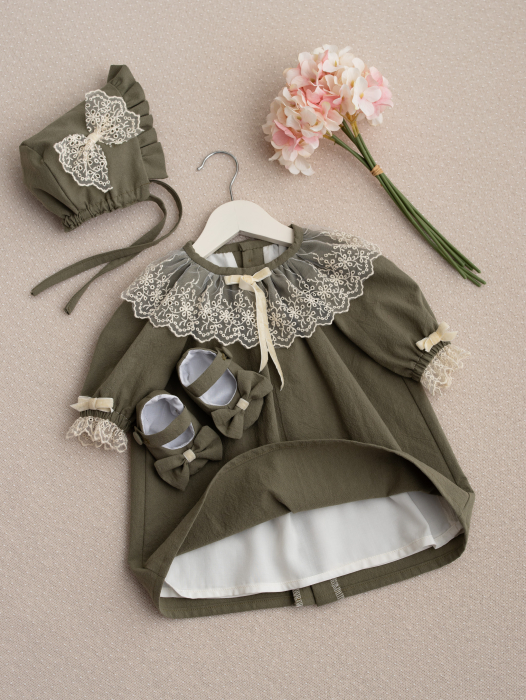 Rochita pentru fetite Iris olive din bumbac prespalat [4]