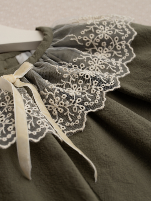 Rochita pentru fetite Iris olive din bumbac prespalat [7]