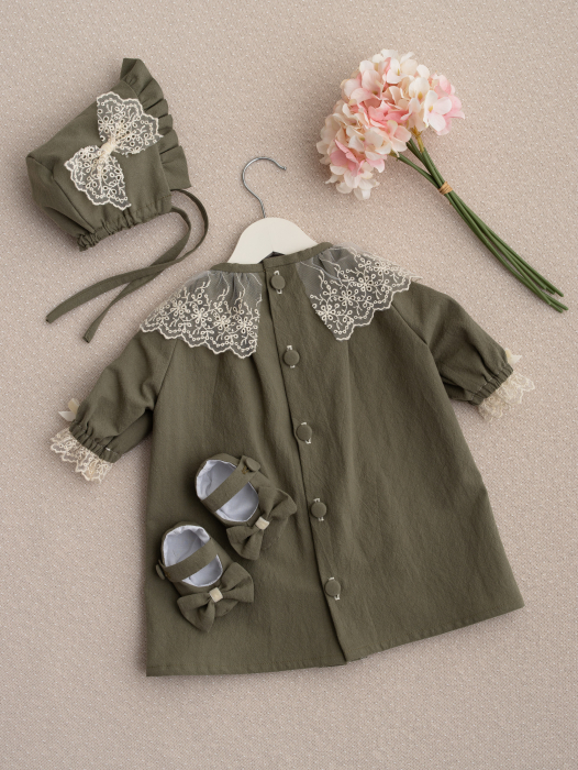 Rochita pentru fetite Iris olive din bumbac prespalat [8]