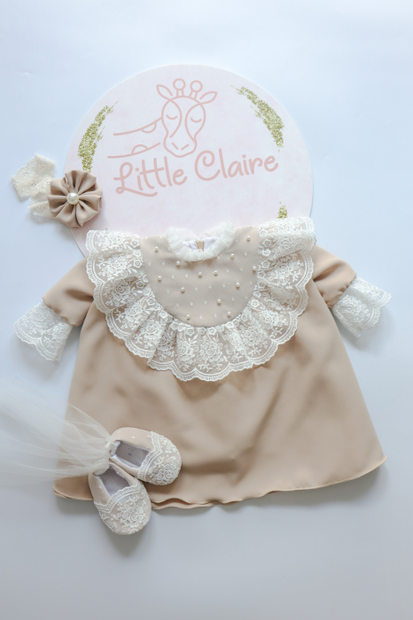 Rochita botez fetita crem Serenity by Little Claire [6]