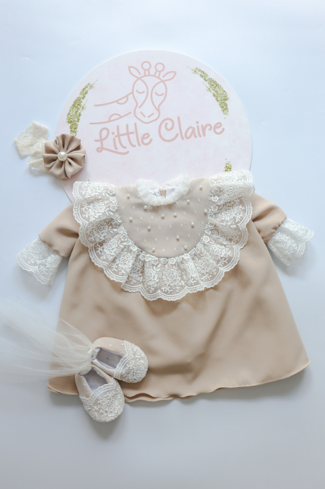 Rochita botez fetita crem Serenity by Little Claire [3]