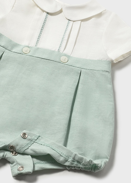 Salopeta baietel 60% bumbac 40% in verde menta [3]