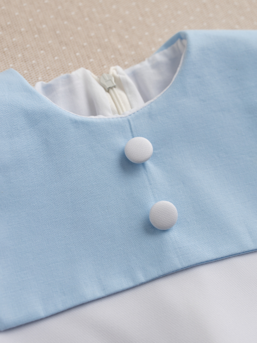 Salopetă băiețel botez Aris, căptușită cu bumbac, guler personalizabil [2]