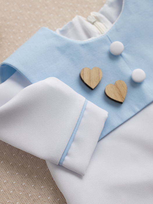 Salopetă băiețel botez Aris, căptușită cu bumbac, guler personalizabil [6]