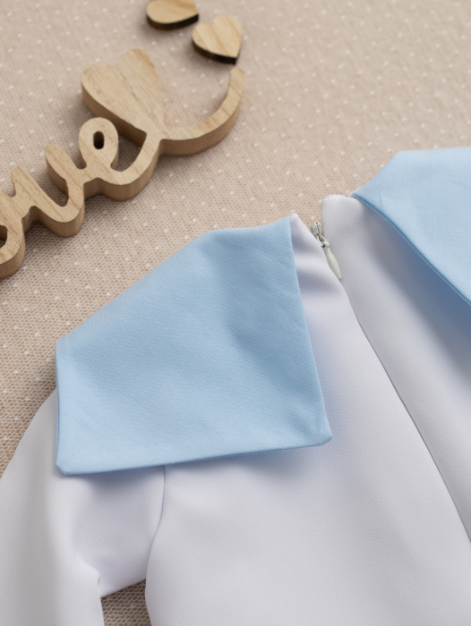 Salopetă băiețel botez Aris, căptușită cu bumbac, guler personalizabil [7]