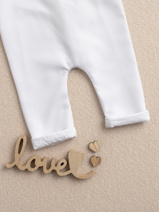 Salopetă băiețel botez Aris, căptușită cu bumbac, guler personalizabil [8]