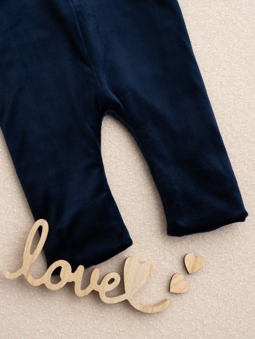 Salopeta baietel Noah din catifea bleumarin, căptușită cu bumbac [4]