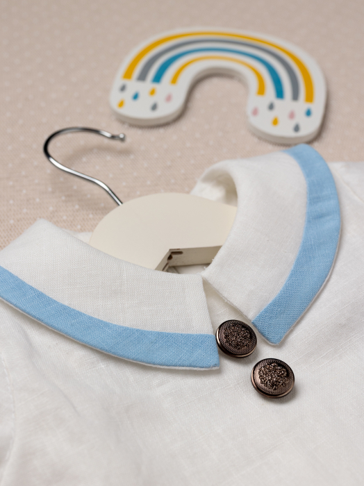 Salopeta botez baietel Henri din in cu detalii clasice baby blue [7]
