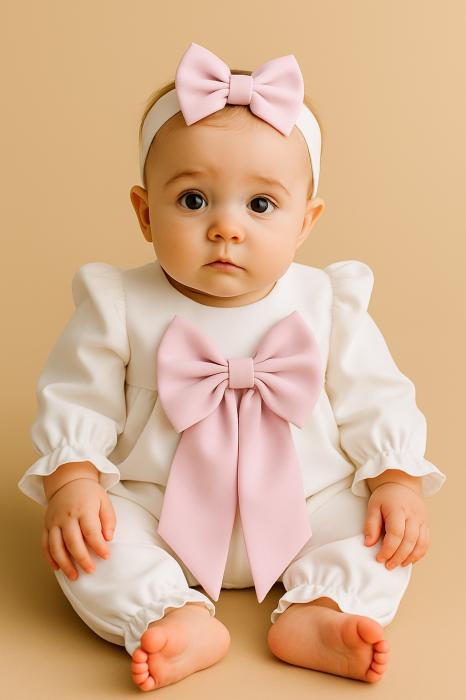 Salopeta fetita cu fundita roz personalizabila [1]