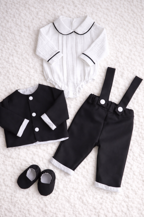 Set botez baietel Matteo Black , trusou personalizat si costumas premium [7]